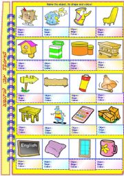 Shapes and Colours of Objects with Answer Key **editable