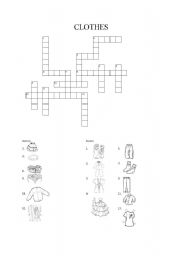 English Worksheet: Clothing Crossword