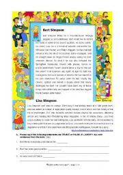 English Worksheet: the simpsons test paper