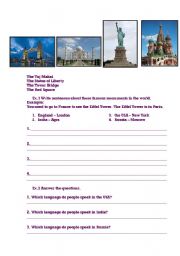 English worksheet: Famous monuments of the world (part. 2)