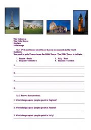 English Worksheet: Famous monuments of the world (part. 1)