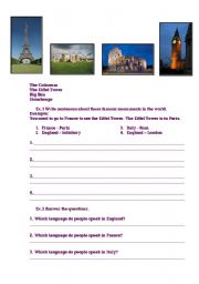 English worksheet: Famous monuments of the world (part. 1)