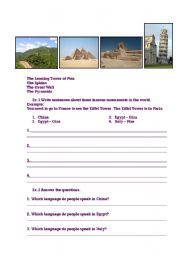 English Worksheet: Famous monuments of the world (part. 3)