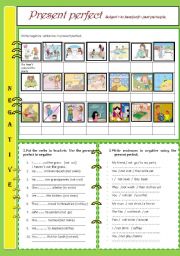 English Worksheet: PRESENT PERFECT NEGATIVE