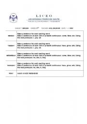 English worksheet: homework templante