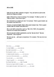 English Worksheet: As Like
