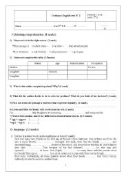 First midterm test for 9th form