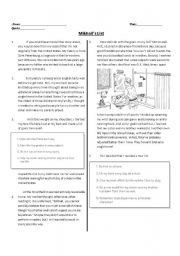 Reading passage with Blooms Taxonomy questions