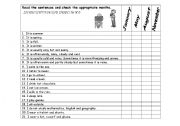 English worksheet: read sentence and check appropriate month