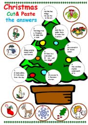 English Worksheet: christmas Cut and paste