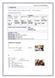 greetings worksheet for adult beginners esl worksheet by lauraip