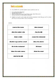 English Worksheet: Eating out (card activity)