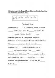 English Worksheet: Vacation in Egypt _ Past Simple
