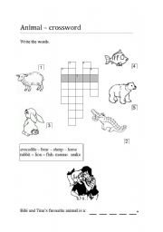 English worksheet: Animal crossword