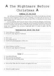 English Worksheet: The Nightmare Before Christmas