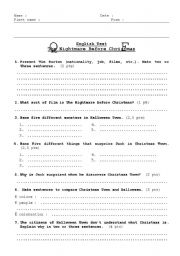 English Worksheet: The Nightmare Before Christmas, TEST