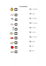 English worksheet: food