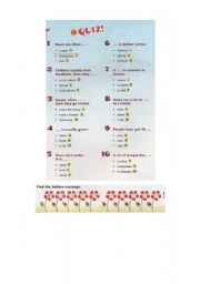 English Worksheet: QUIZ
