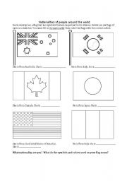 English worksheet: Nationalities of people around the world