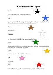 English Worksheet: Colour idioms