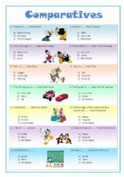 English Worksheet: COMPARATIVES -two pages- 