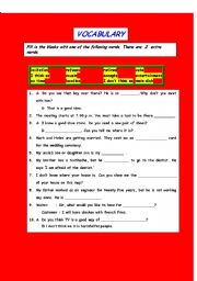 English worksheet: Vocabulary Exercise