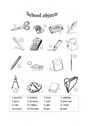 English Worksheet: School objects