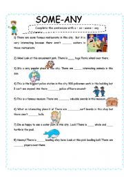 English Worksheet: some-any