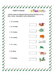 English worksheet: ANIMALS