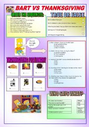 English Worksheet: BART vs THANKSGIVING