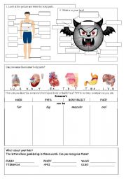 English Worksheet: body parts