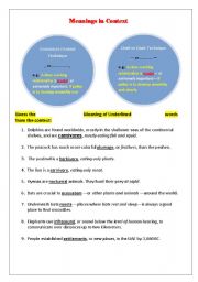 English Worksheet: Guessing Meanings in Context