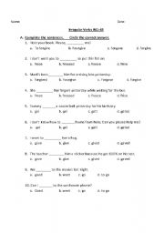 English worksheet: multiple choice irregular verb test 