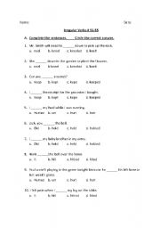 English worksheet: irregular verbs 