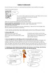 English Worksheet: Indirect statements