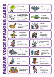 English Worksheet: SET 2: Passive voice / tenses / adverbs of frequency / irregular verbs / modals - worksheet OR speaking activity (purple series)