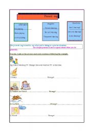 English worksheet: present continuous