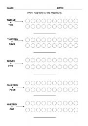 English worksheet: Numbers from 10 to 20