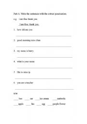 English Worksheet:  Correct Punctuation
