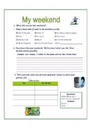 English Worksheet: My weekend