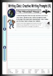 English Worksheet: Writing Clinic: Creative Writing Prompts (4) - The Haunted House
