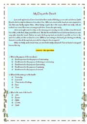 English Worksheet: Reading text : recount genre