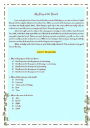 English worksheet: Reading text : recount genre