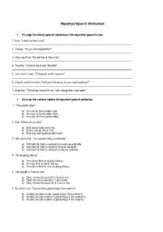 English Worksheet: Reported Speech