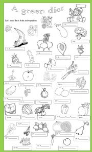 English Worksheet: A green diet