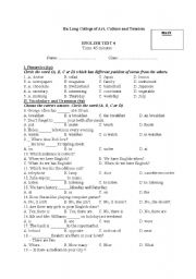 English worksheet: English written test