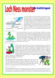 English Worksheet:  Loch Ness monster: the Scottish legend