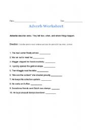 English Worksheet: ADVERBS & its TYPES