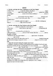 English Worksheet: past tenses