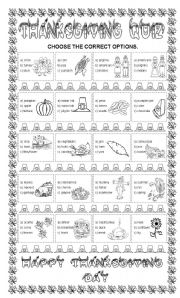 English Worksheet: THANKSGIVING QUIZ